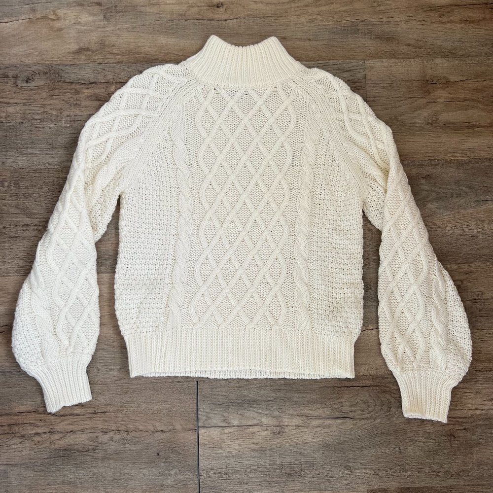 XLE The Label | Emily Cable Knit Sweater- White/XS